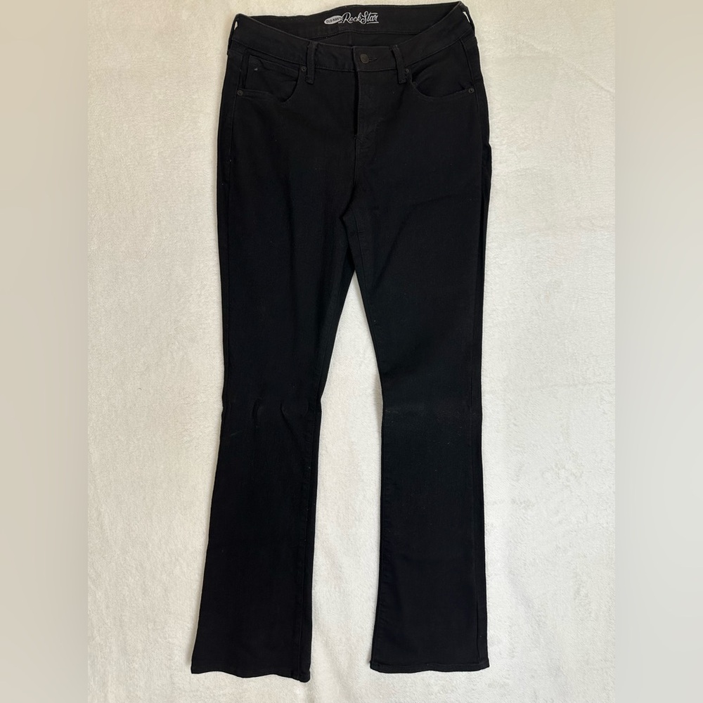 Old Navy Women's BLACKSTAR Classic Black Straight Leg STRETCH Jeans (8003)